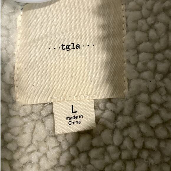 tgla Jean Denim Jacket Womens Large Blue Sherpa Lined Trucker Collar Casual - Picture 7 of 14